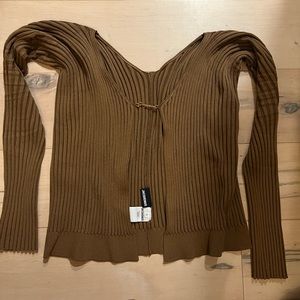 Jacquemus Pralù embellished ribbed-knit cardigan Brown Size 42